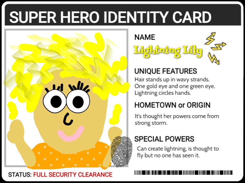 image of a superhero id card