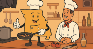 image of personified state of missouri on a cooking show